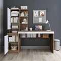 Birou, Hanah Home, Nora Left, 160x157.8x60 cm, PAL, Alb/Pin Atlantic