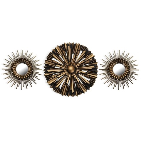 Set 2 oglinzi decorative si 1 decoratiune de perete Misael , Versa, 35 cm / 25 cm, plastic