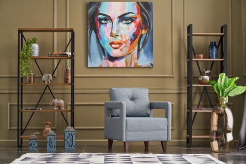 Fotoliu comfort, balcab home, 80x80x70 cm, lemn, albastru