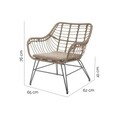 Scaun pentru gradina Ariki v1, 65 x 62 x 76 cm, otel/ratan sintetic