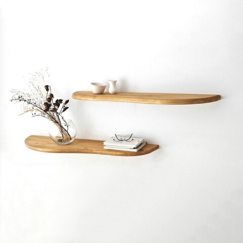 Raft de perete, Neostill, Wavy 2, Lemn masiv, Stejar