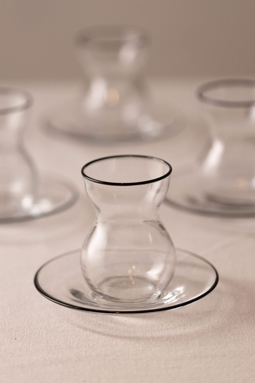 Set de pahare pentru ceai (12 bucăți), L'essentiel Maison, 127RKL1209, Farfurie: 12 x 12 x 1,7 cm (6 bucăți), Negru - view 2