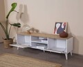 Comoda TV, Wolina, Calvin, 55x180x41 cm, MDF , Alb / Stejar