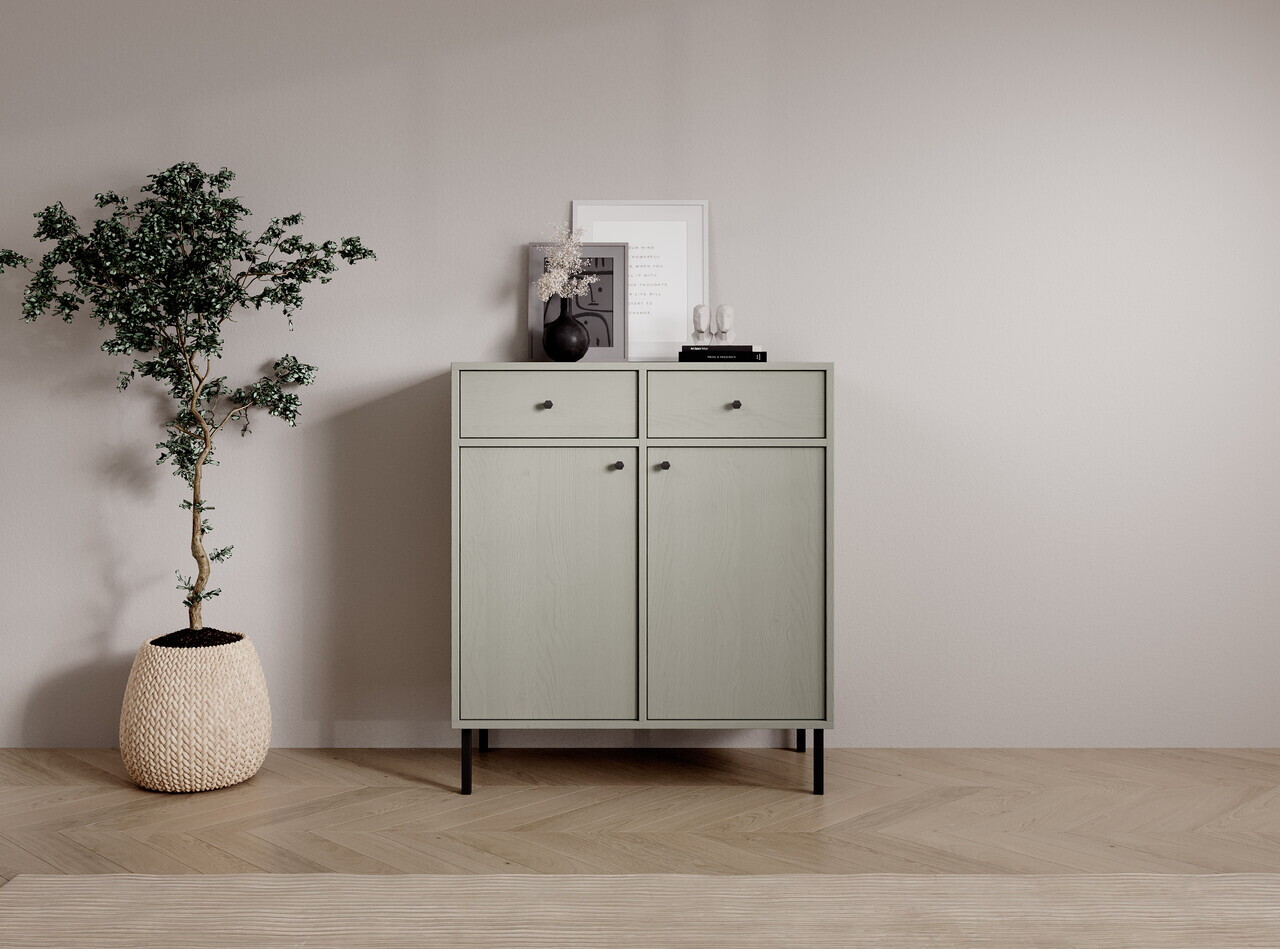 Comoda ADRK, Tili 2D 2S, 83.6x40.8x95 cm, PAL laminat, verde eucalipt