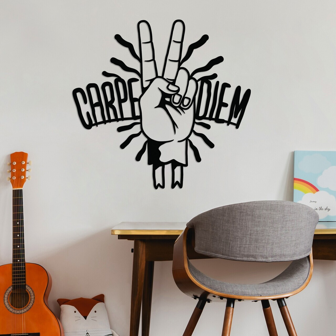 Decoratiune de perete, Carpe Diem 2, Dimensiune: 56 x 54 cm, Negru — imaginea 2