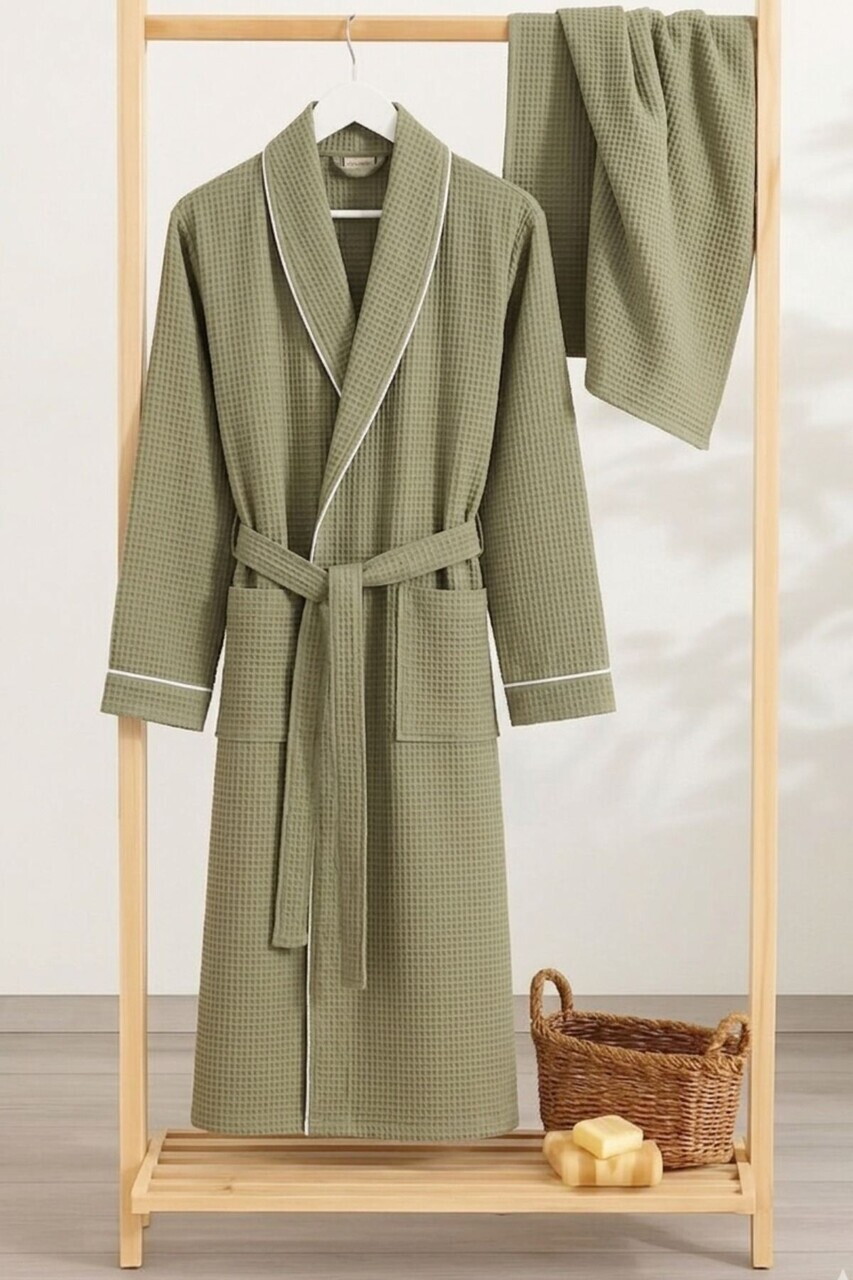 Set halat si prosop de baie L'essentiel Maison Soho BUMBAC/POLIESTER Verde