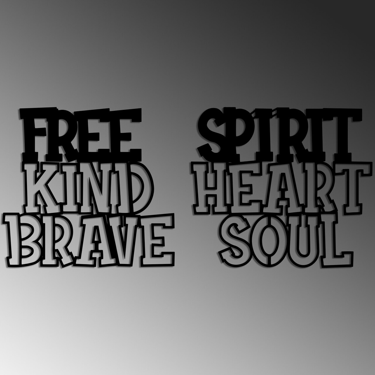 Decoratiune de perete, Heart Brave Soul, Dimensiuni: 62 x 27 cm , Negru — imaginea 4