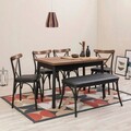 Set masa si scaune 6 piese, Vella, OLV-AC-TK15, PAL, Negru