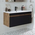 Dulap de baie cu chiuvetă, Hanah Home, 1913, 100x48x45.5 cm, MDF-LAM, Pin Atlantic / Antracit