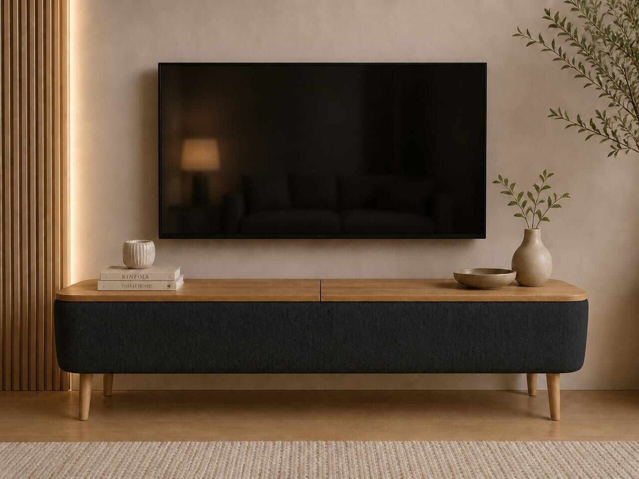Comoda TV, Hanah Home, Sarven, 120x45x30 cm, Negru