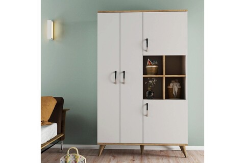 Dulap multifunctional, tanmob, grd0103, 106x174x47 cm, pal , alb/pin atlantic