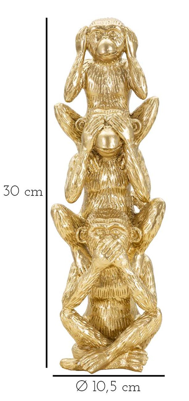 Figurina /sculptura decorativa  Monkeys Tower, Mauro Ferretti, 10.5x30 cm, polirasina, auriu - 1 | YEO