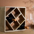 Suport 8 sticle de vin, Sjal Mango, Homla 33x15x33 cm, lemn, natur