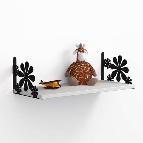 Raft pentru perete cicek, decormet, 72x20x25 cm, alb/negru