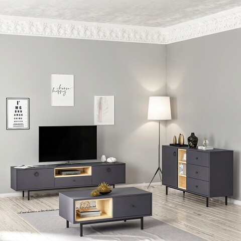 Set mobilier living, Inarch, Natural, Antracit Inarch