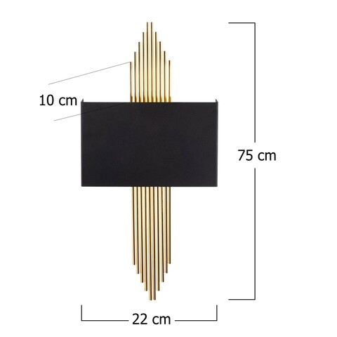 Aplica de perete, 612 - A, Opviq, 22 x 10 x 75 cm, 1 x E27, 40W, negru/auriu