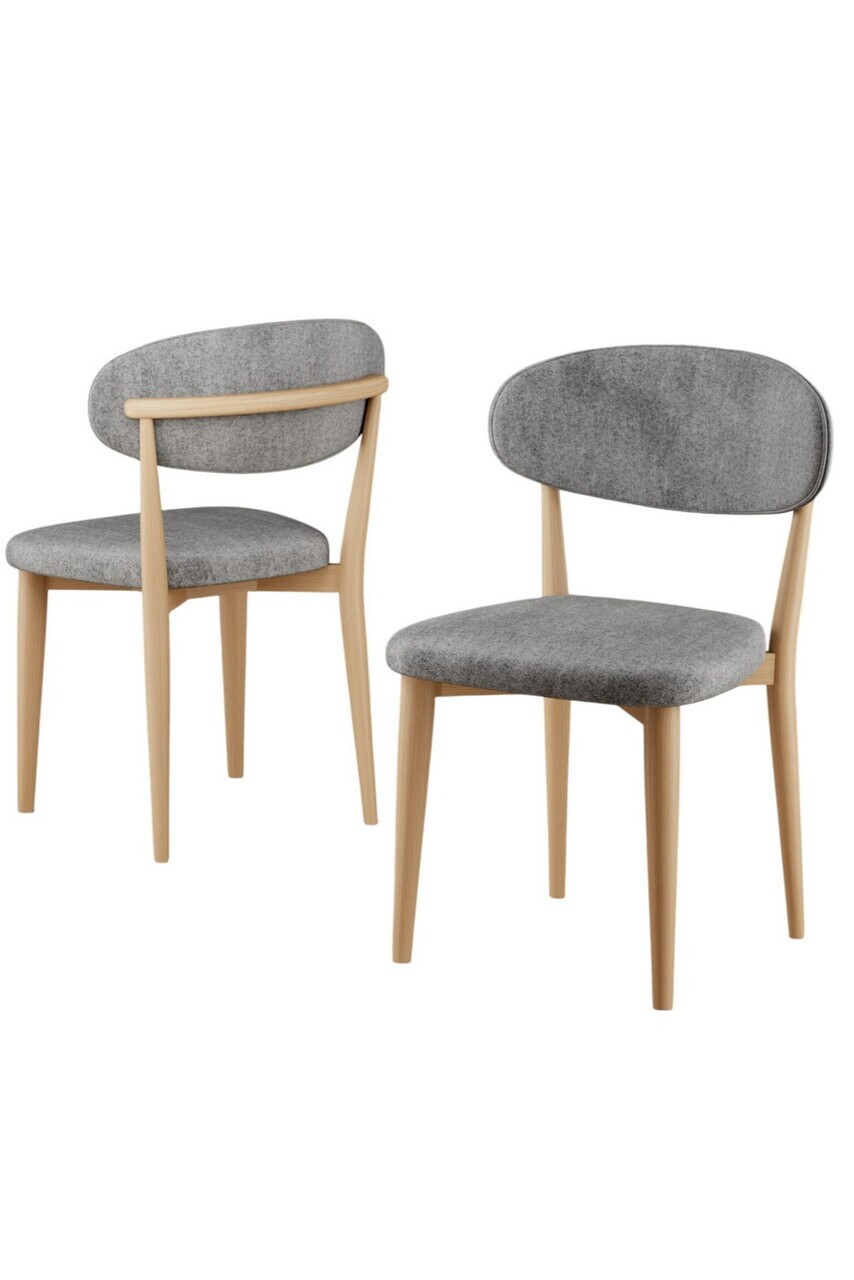 Set scaune 2 piese, Hanah Home, Onex, Gri / Lemn natural — imaginea 2