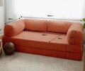 Canapea extensibila cu 3 locuri, Evalina, 383EVN1267, Material: 100% catifea PES, Rosu vermilion
