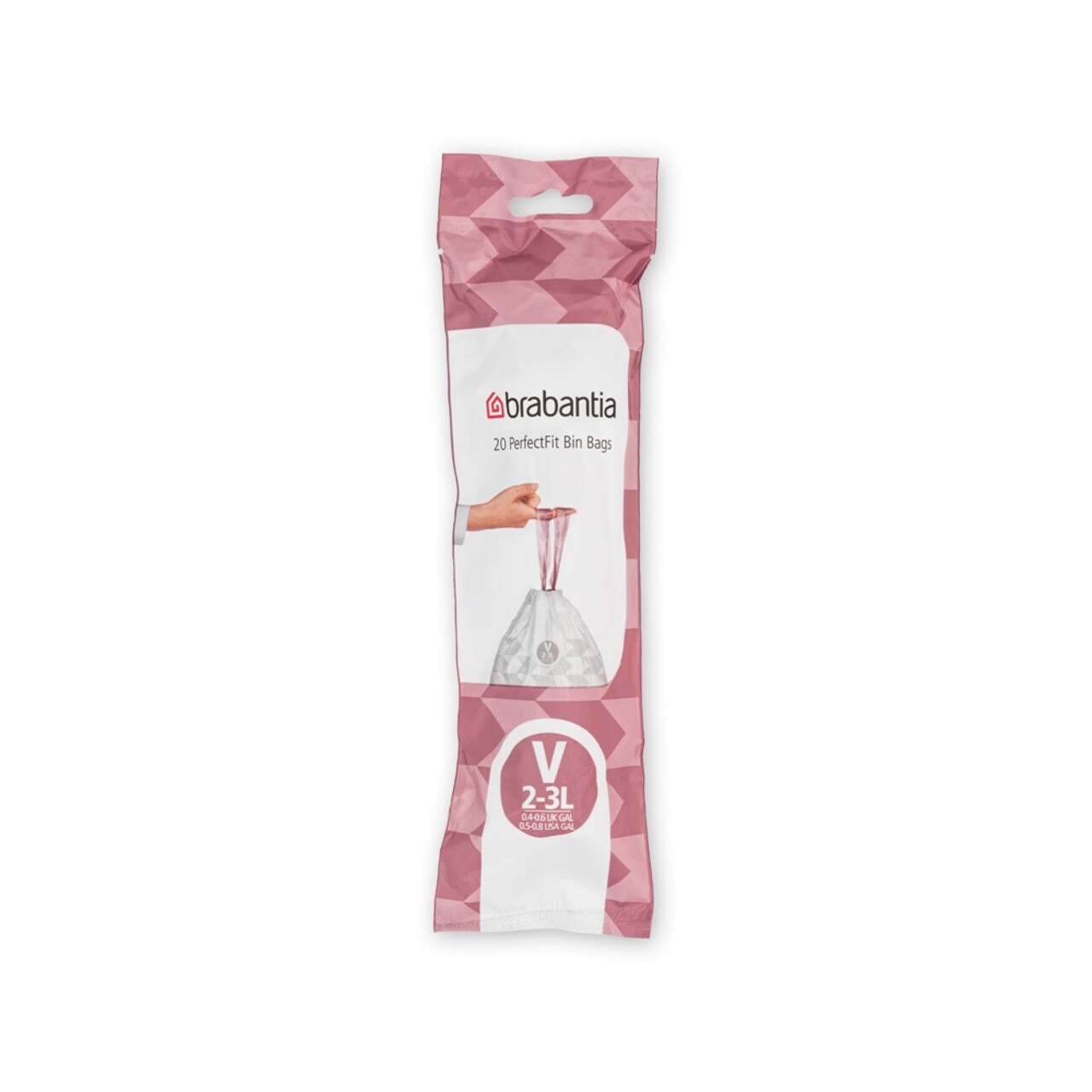 Set 20 saci de gunoi, Brabantia, NewIcon PerfectFit, marimea V, 3 L, nailon, alb