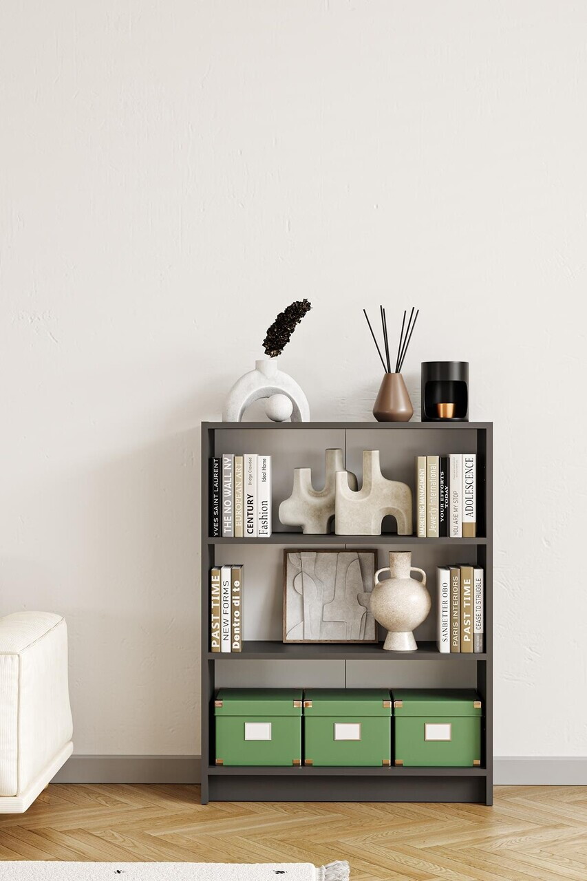 Corp biblioteca, Hanah Home, Bili3 80, 80x105x28 cm, Antracit — imaginea 2