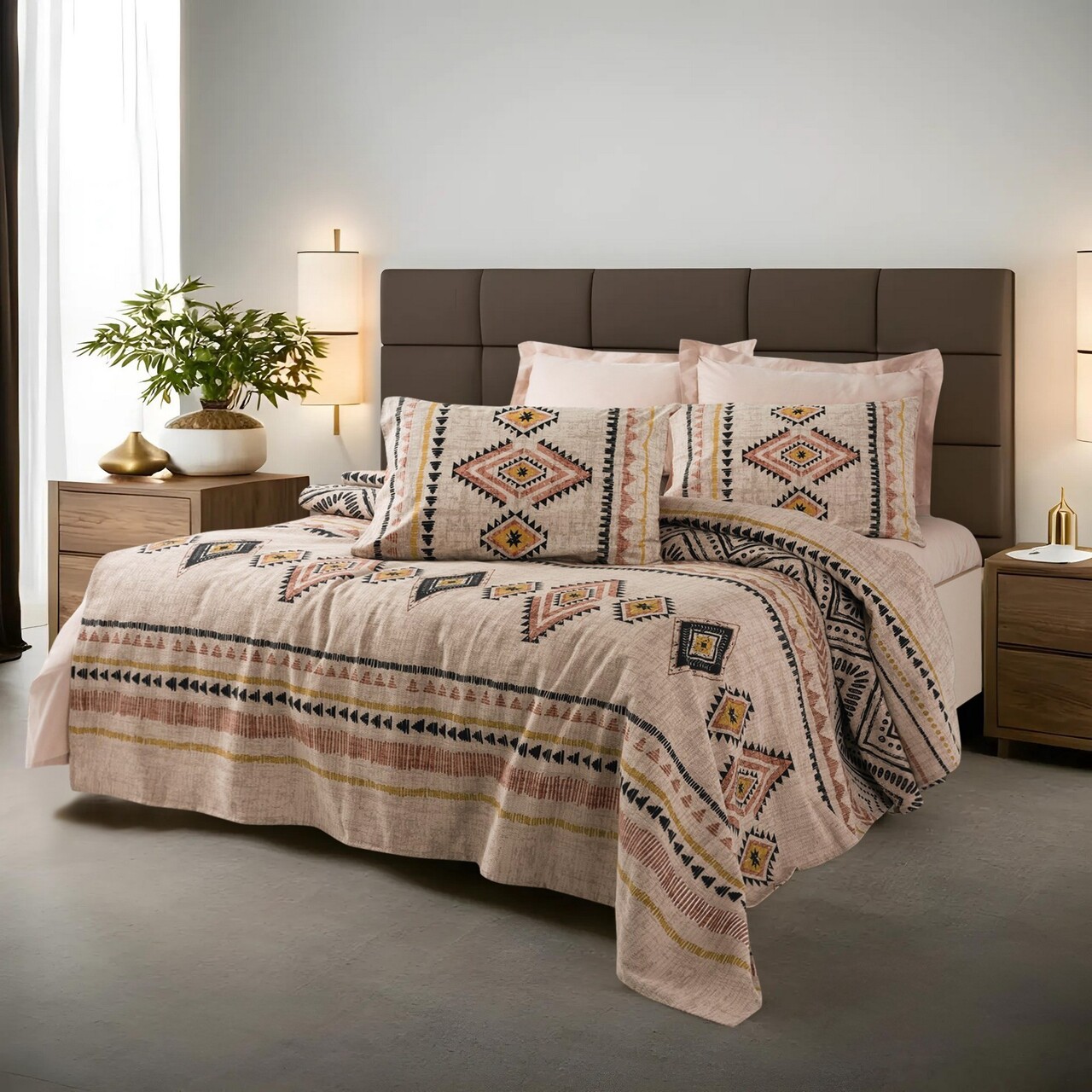 Cuvertura matlasata dubla, Felix - Tile Red, Cotton Box, 50% bumbac / 50% poliester