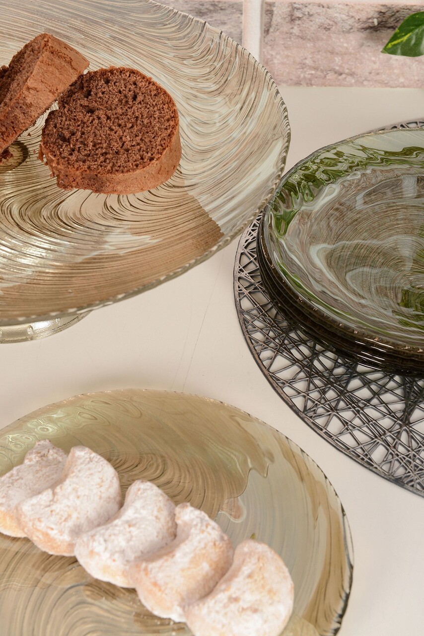 Set platouri servire desert, Hermia, 330SBL1119, Farfurie: 21 cm (6 bucăți), Fumuriu - imagine 5