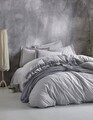 Set lenjerie de pat + cuvertura pentru doua persoane Nature - Grey, Cotton Box, 5 piese, bumbac ranforce, gri