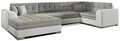 Coltar extensibil stanga 5 locuri ELTAP, Damario, 338x189x78 cm, lemn/poliester, gri/alb