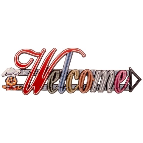 Decoratiune de perete Welcome, Creaciones Meng, 59x20 cm, metal