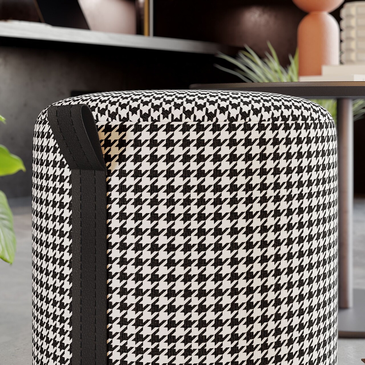 Taburet, Atelier del Sofa, 774BNT1105, Cadru: PAL BRUT/PLOP, Alb/Negru - view 6