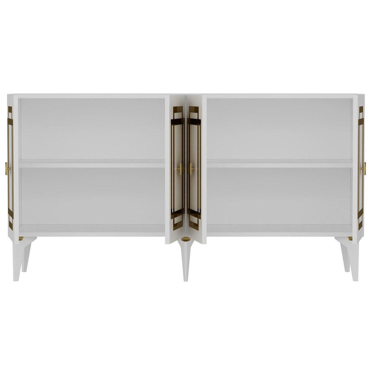 Consola, Hanah Home, Lotus, 150x79x40 cm, PAL , Alb/Auriu - view 5