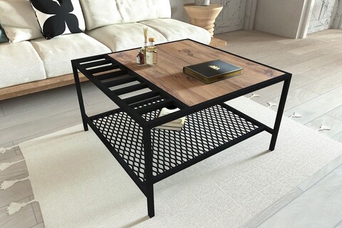 Masuta de cafea, puqa design, gomis, 80x45x80 cm, pal, pin atlantic / negru