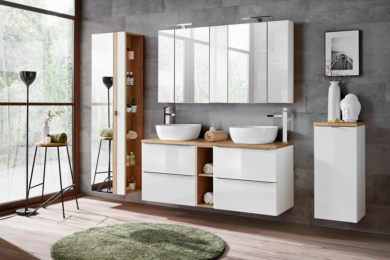 Dulap suspendat cu 1 usa, Capri White, Comad, 20x16x75 cm, MDF, alb lucios — imaginea 4