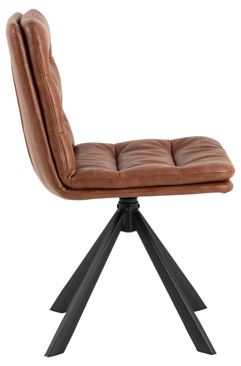 Scaun Dean, Actona, 47.5x57x85 cm, rotativ, piele ecologica/otel, brandy - view 6