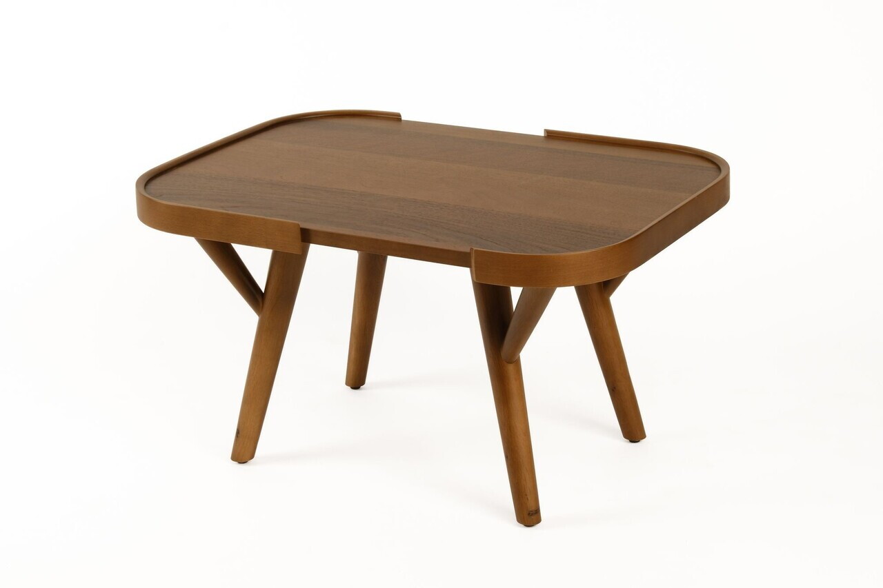 Masuta de cafea, Hanah Home, Butterfly 70, 70x37x50 cm, LEMN MASIV DE FAG, Maro — imaginea 2