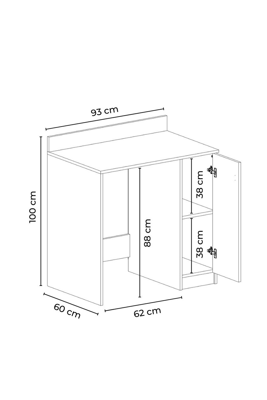 Dulap masina de spalat, Hanah Home, Tirza, 93x100x60 cm, Stejar Sonomo / Alb — imaginea 5