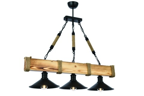 Lustra, Kutuk 3Lu Yanik Avize, Beacon, 70 x 15 x 75 cm, 3 x E27, 60W, maro/negru Iluminat
