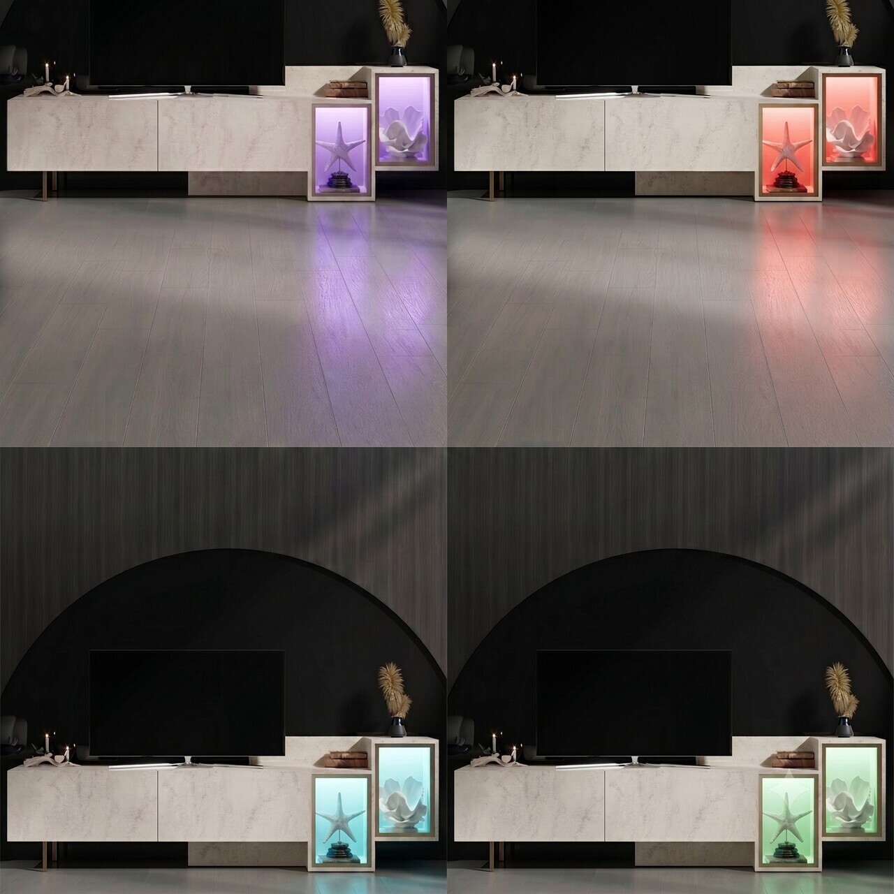 Comoda TV, Hanah Home, Tenon, Travertin / Auriu — imaginea 6