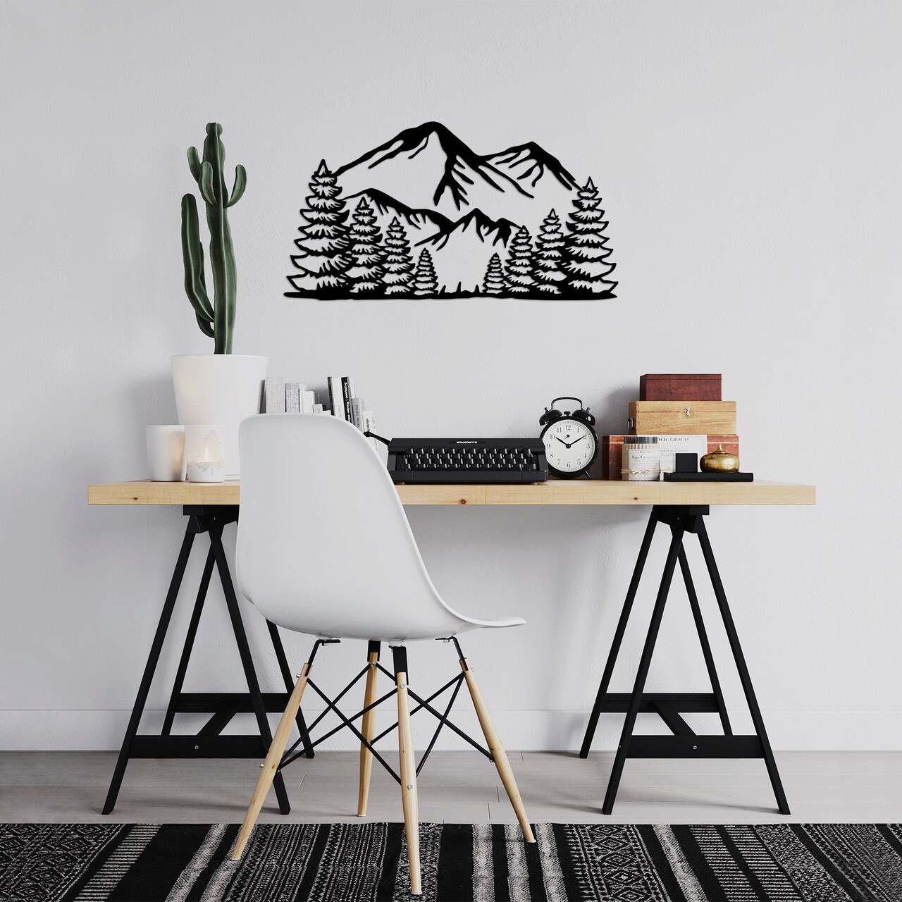 Decoratiune de perete, Ergan, Metal, 70 x 37 cm, Negru - 1 | YEO