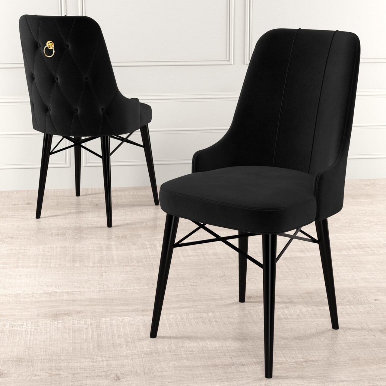 Set de scaune, Charlotte, Pare, Metal, Negru - 1 | YEO