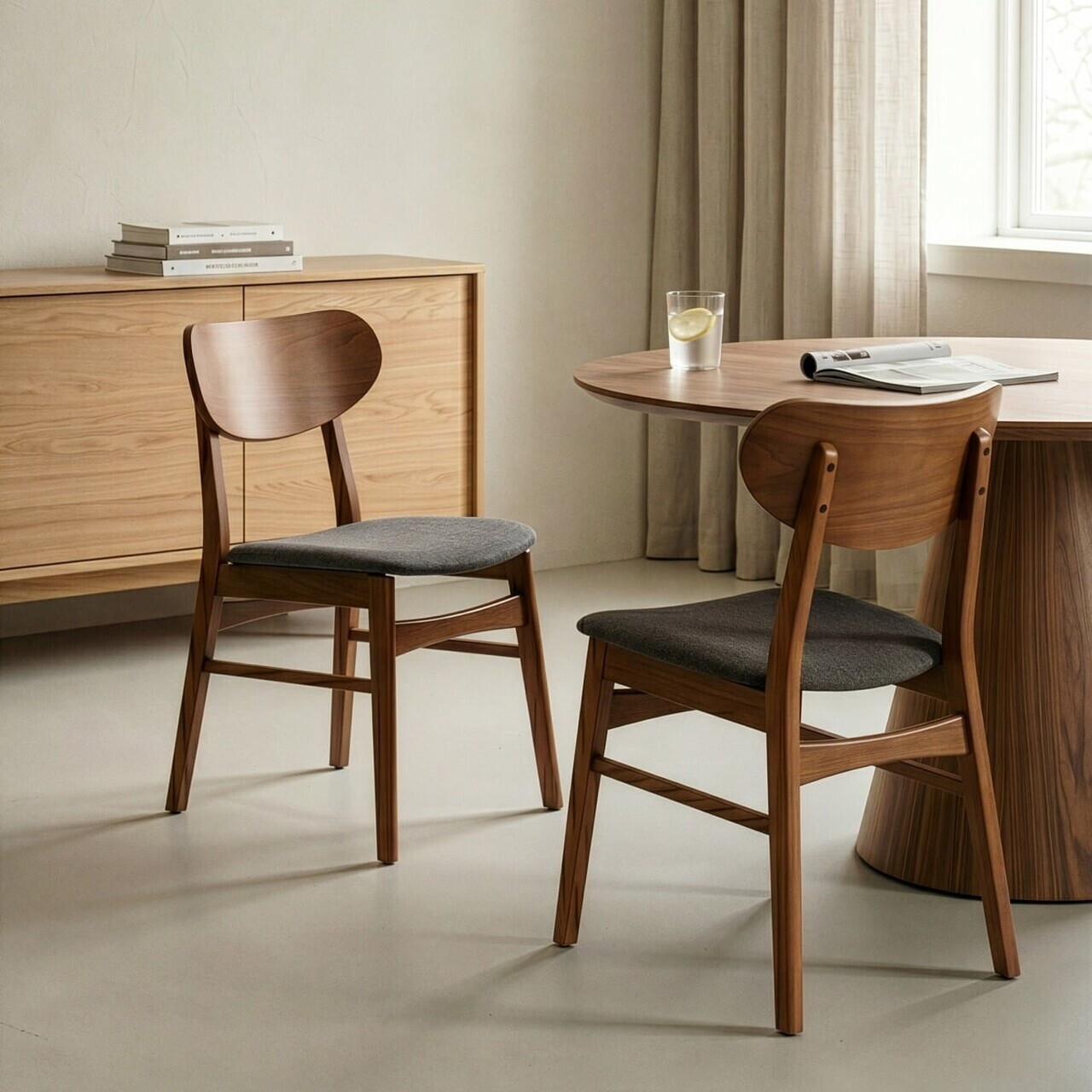 Set 2 scaune Nergu, Homla, 46x54.2x80 cm, lemn/poliester, maro/gri — imaginea 9