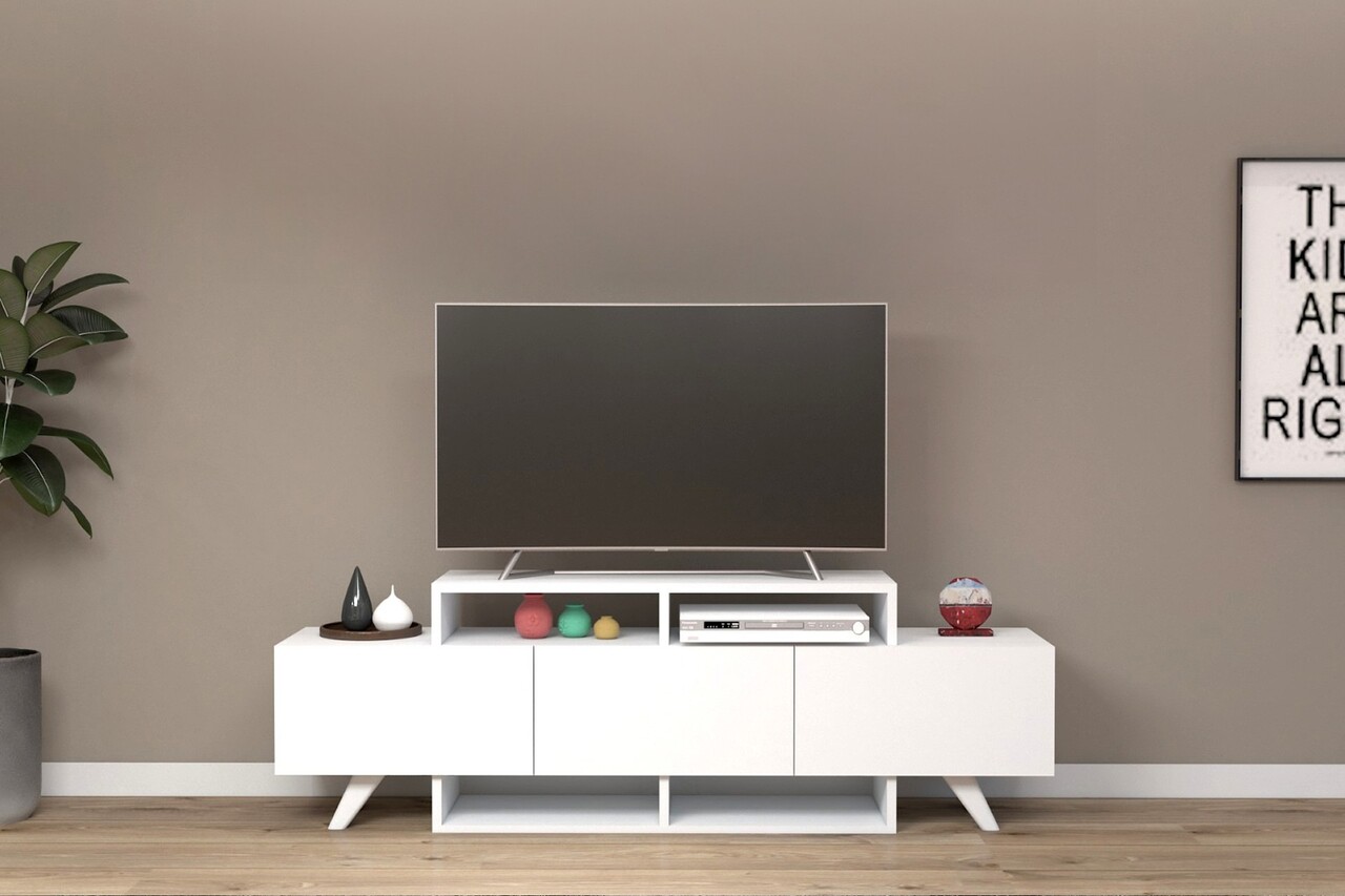 Comoda TV, Coraline, Alwin Alt, 150x49x31.6 cm, PAL, Alb