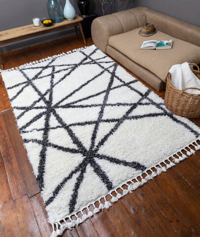 Covor, 2991a , 120x180 cm, poliester, alb / antracit