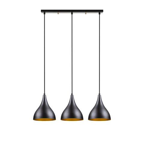 Lustra, Squid Lighting, Damla, 72 x 22 x 110 cm, fier, negru/auriu