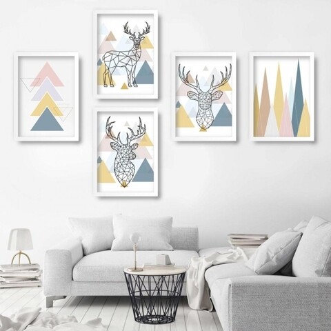 Set 5 tablouri Scandinav, Heinner, 20x30 cm, plastic/MDF, multicolor