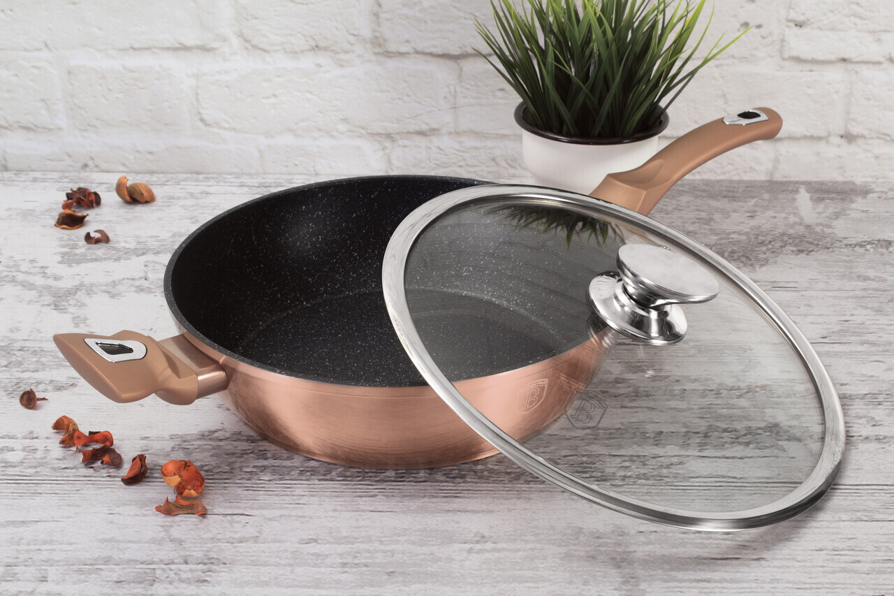 Tigaie adanca cu capac Berlinger Haus, Rose Gold, 28 cm, 3.8 L, aluminiu forjat, roz - imagine 2