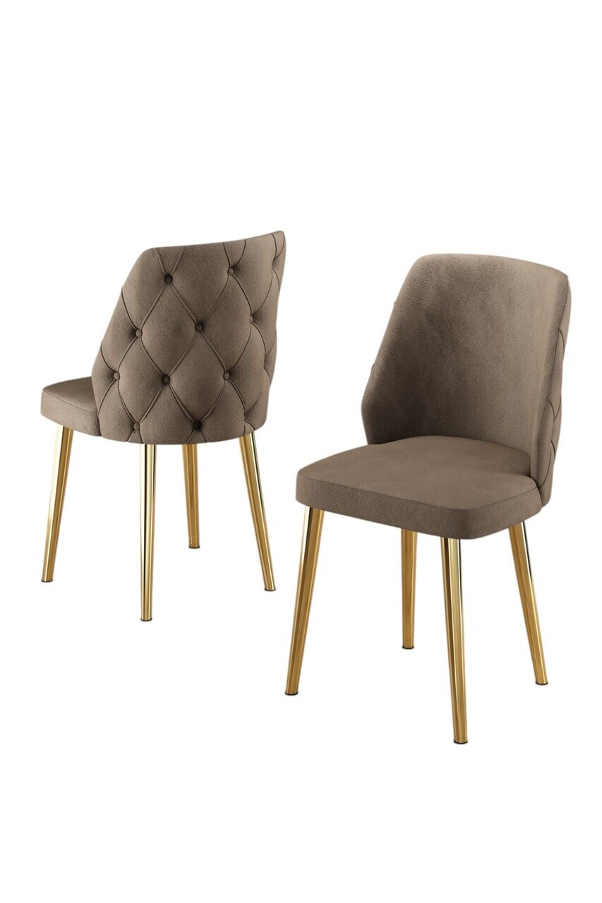 Set scaune 4 piese, Hanah Home, Leja, Cappuccino / Aur — imaginea 2