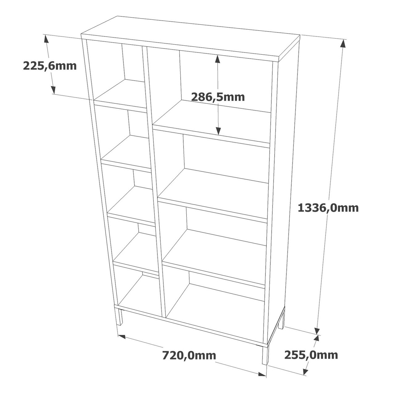 Corp biblioteca, Locelso, RL3-AA, 72x133.6x25.5 cm, Pin Atlantic / Antracit