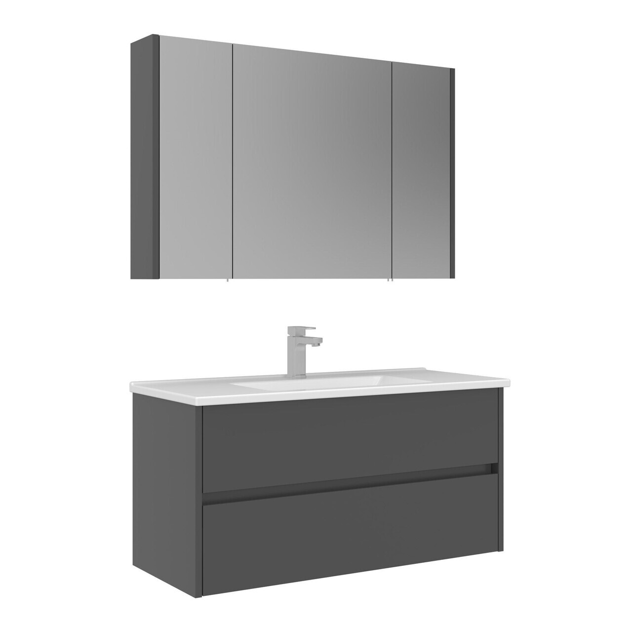 Set Dulap de Baie cu Chiuvetă și Oglindă (2 Piese), Hanah Home, Arno 100, Gri — imaginea 4