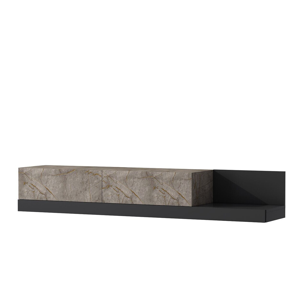Comoda TV, Hanah Home, Major, 180x30x37 cm, PAL, Marmură Gordion / Antracit — imaginea 5